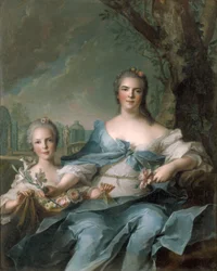 The Duchess of Parma and Piacenza, Louise Elisabeth of France, and her daughter, Princess Isabelle of Parma
